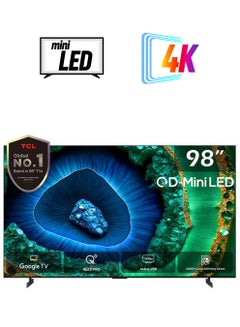 Television 98 Inch Smart TV 4K QD-Mini LED HDR  Google TV, 3500nits, ONKYO 2.2.2ch, 144Hz VRR+240Hz DLG, Imax Enhanced, Ultra-slim Design - 1 Year Warranty (2024 Model) 98C855 Black