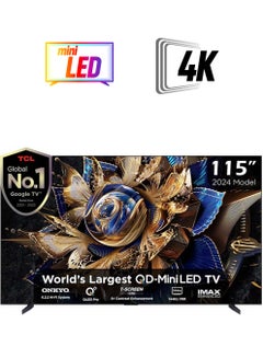 TCL 115 Inch 4K Premium QD-Mini LED Smart Google TV, 20000+ Local Dimming Zones, HDR 5000nits, 144Hz VRR+240Hz DLG, Ultra-slim Design (2024 Model) 115X955-MAX Black  - Image 1
