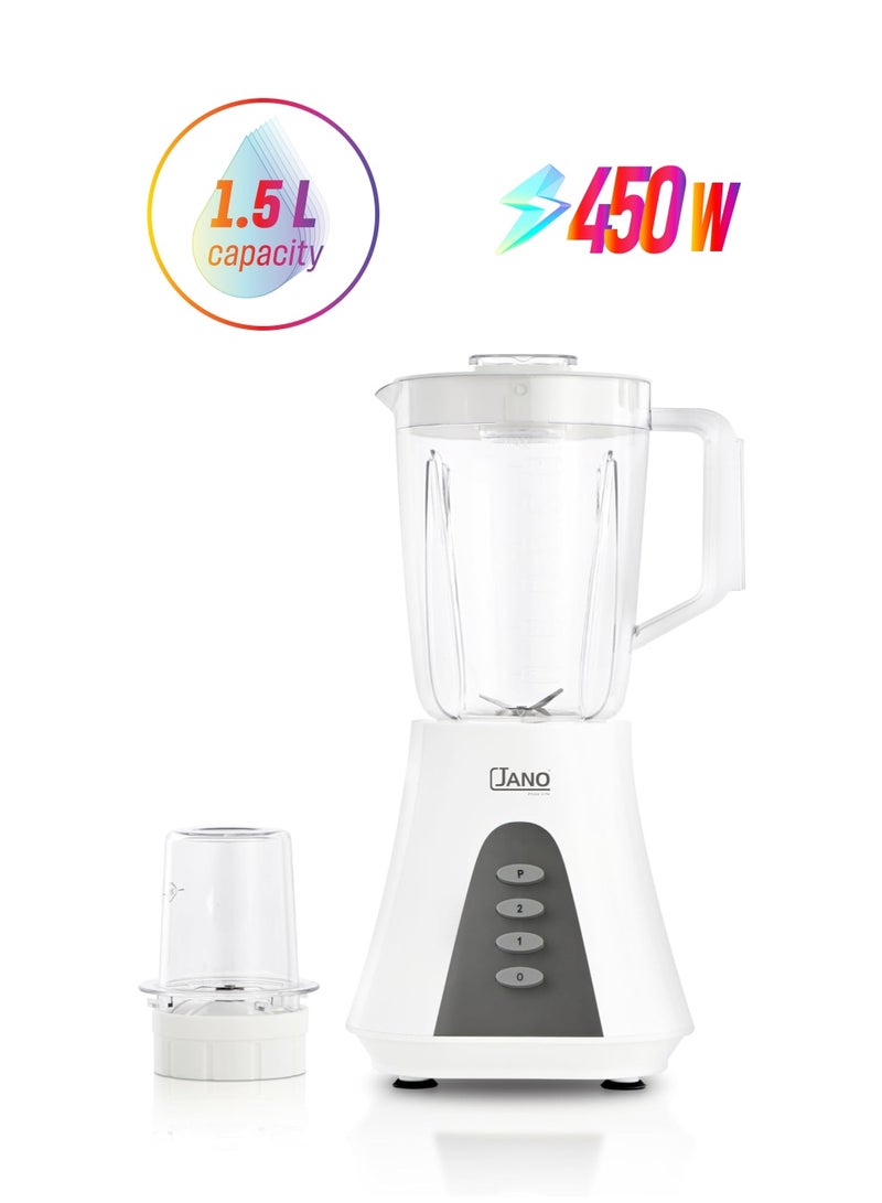 جانو - خلاط كهربائي مع مطحنة بسرعتين ومفتاح تحكم 1.5 L 450 W JN06005 - Image 1