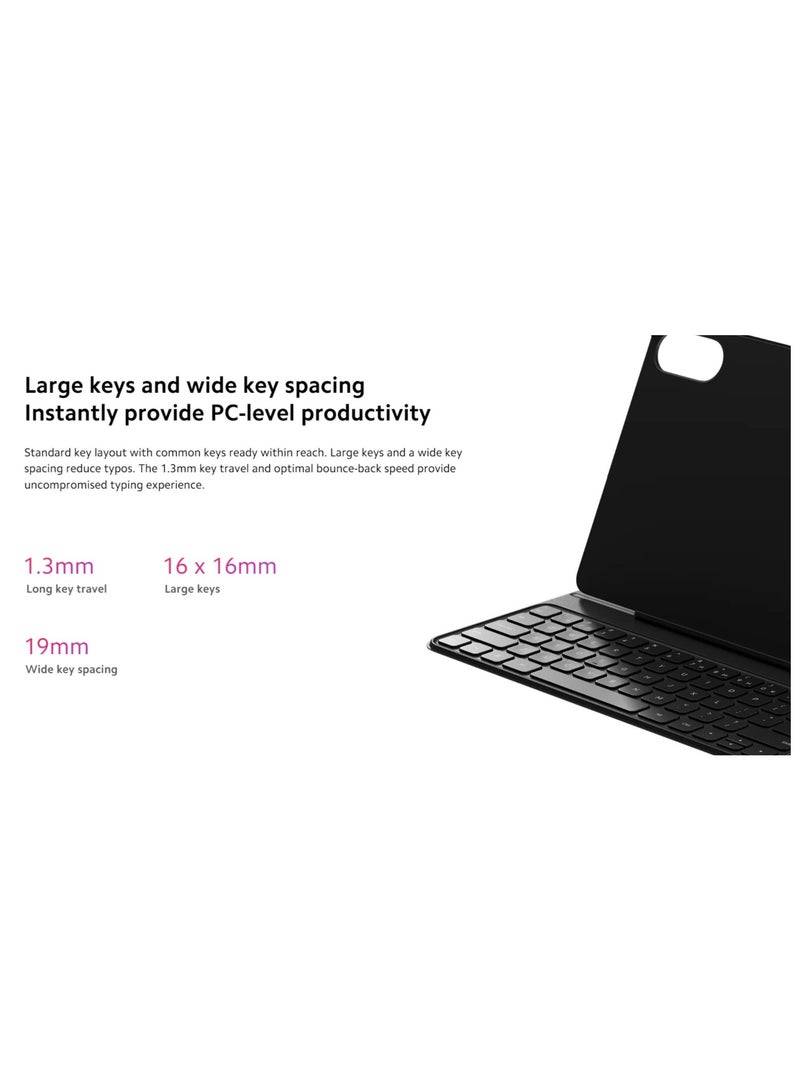 Xiaomi Redmi Pad Pro Keyboard (Arabic) | 2 Detachable Pen Holders | 64/65 Keyboard Layout | Fn Shortcut Key Combo | 760h Ultra-Long Standby Black  - Image 3