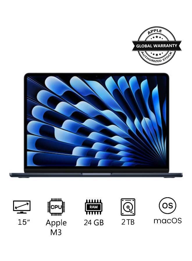 Apple Customized Macbook Air Z1GG000QM 15-Inch Display, M3 chip with 8-core CPU and 10-core GPU/24GB RAM/2TB SSD/macOS English Midnight - Image 1