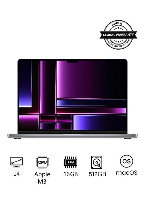 Customized Macbook Pro Z1C80001D 14-Inch Display, M3 chip with 8-core CPU and 10-core GPU/16GB RAM/512GB SSD/macOS English Grey