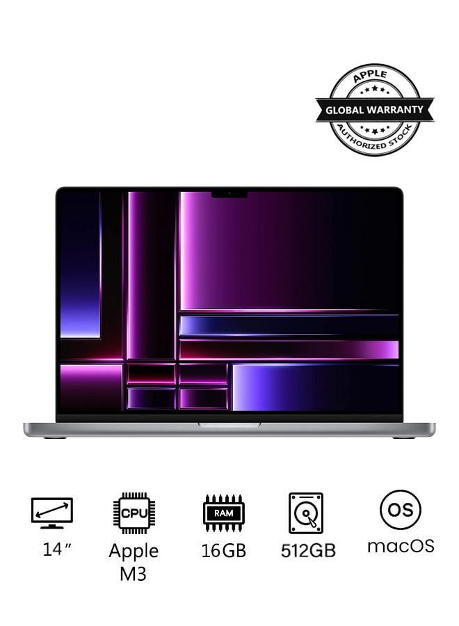 Apple - Customized Macbook Pro Z1C80001D 14-Inch Display, M3 chip with 8-core CPU and 10-core GPU/16GB RAM/512GB SSD/macOS English Grey - Image 1