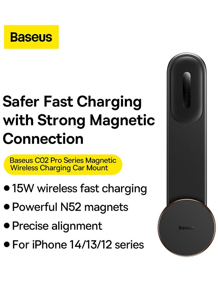 Baseus C02 Pro Series Magnetic Wireless Charging Car Mount Cluster black  - Image 5