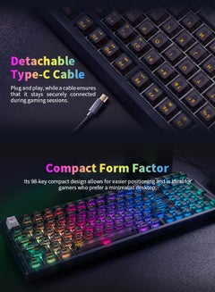havit Gaming Keyboard Wired Gaming Keyboard RGB Backlit LED with Multimedia Keys Number Pad 90 Keys USB Desktop Computer Windows Keyboard  - Image 5