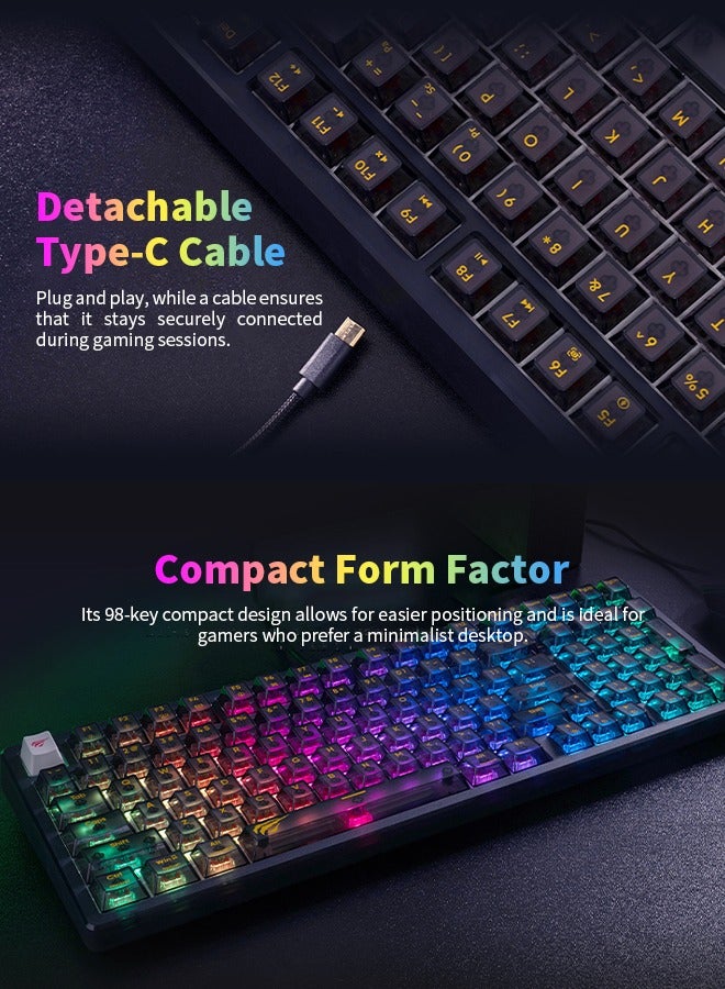 havit - Wired Gaming Keyboard with RGB Backlit LED, Multimedia Keys, Number Pad, 90 Keys, USB, for Desktop Computers with Windows - Image 1