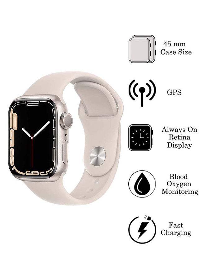 Apple - Renewed - Watch Series 7 GPS 45mm Aluminium Case With Sport Band Starlight - Image 1