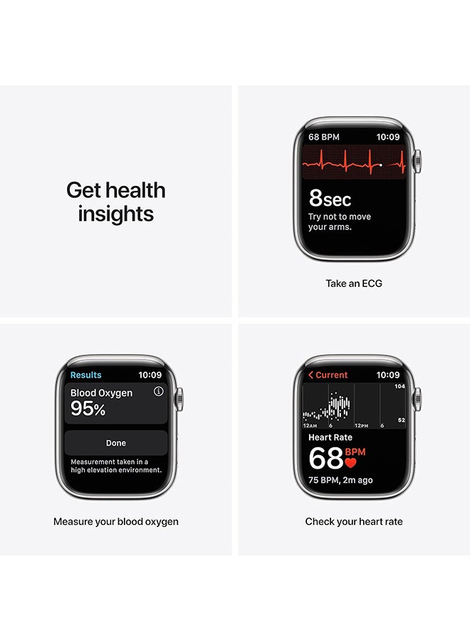 Apple - Renewed - Watch Series 7 (GPS + Cellular, 45MM) Silver Stainless Steel Case With Sport Band Starlight - Image 1