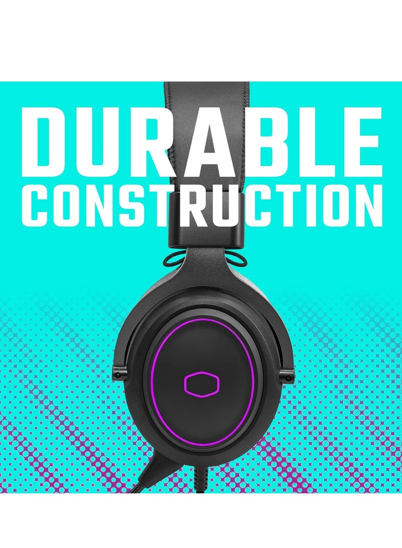 COOLER MASTER - CH331 RGB USB 7.1 Virtual Surround Sound Gaming Headset – Detachable Noise-Cancelling Mic – Premium Comfort – Braided Tangle-Free Cable – Ergonomic 3D Ear Pads - Image 1