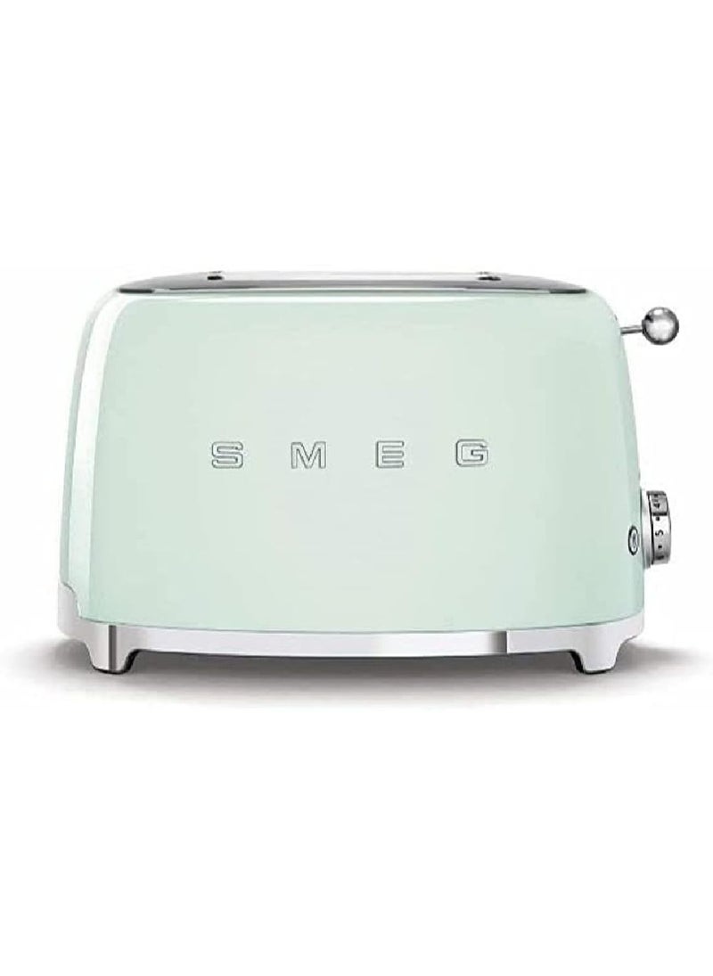 smeg - Smeg Tsf01Pguk, 50's Retro Style 2 Slice Toaster,6 Browning Levels,2 Extra Wide Bread Slots, Defrost And Reheat Functions, Removable Crumb Tray, Pastel Green, 950 W Tsf01Pguk Green - Image 1
