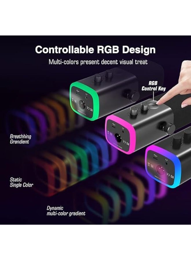 FIFINE - XLR/USB Dynamic Microphone For Podcast Recording, PC Computer Gaming Streaming Mic With RGB Light, Mute Button, Headphones Jack, Desktop Stand, Vocal Mic For Singing YouTube-AmpliGame AM8 Black - Image 1