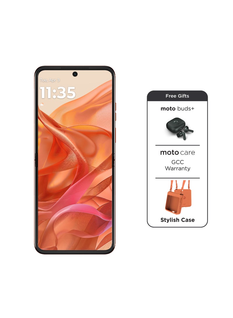 Motorola Razr 50 5G Dual SIM Spritz Orange 8GB RAM 256GB With Free Moto Buds+ - Middle East Version  - Image 1
