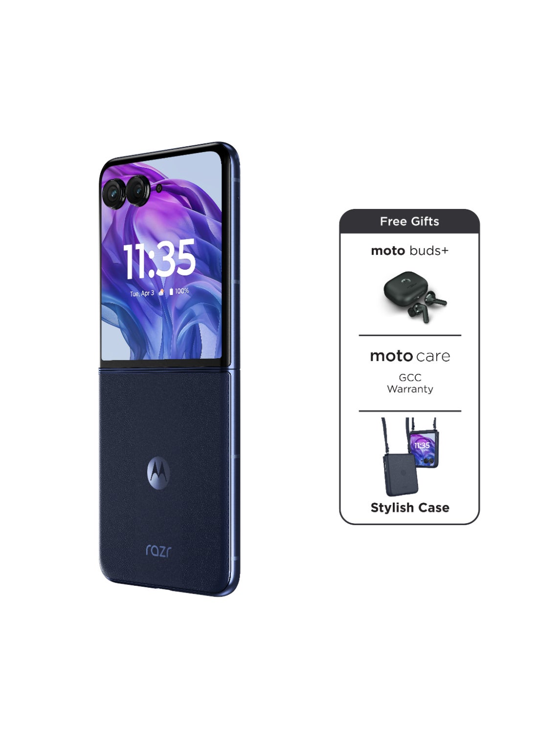 Motorola Razr 50 Ultra 5G Dual SIM, Midnight Blue 12GB RAM, 512GB With Free Moto Buds+ - Middle East Version 