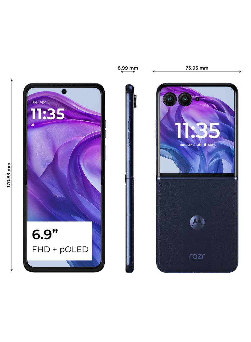 Razr 50 Ultra 5G Dual SIM, Midnight Blue 12GB RAM, 512GB With Free Moto Buds+ - Middle East Version
