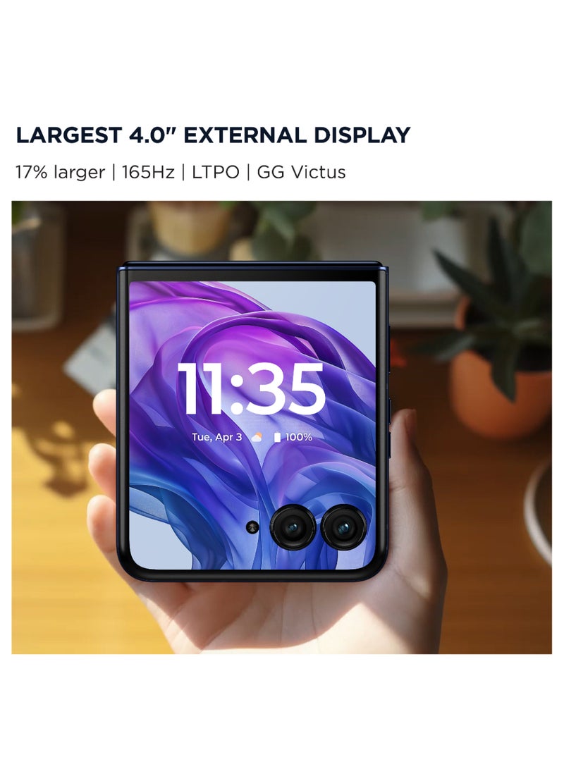 هاتف Razr 50 Ultra 5G ثنائي الشريحة، لون أزرق ليلي، 12 جيجابايت رام، 512 جيجابايت مع سماعات Moto Buds+ مجانية - إصدار الشرق الأوسط - pnsku/N70086008V/45/_/1719479373/7af61246-b070-4585-9f65-1e95cd711909