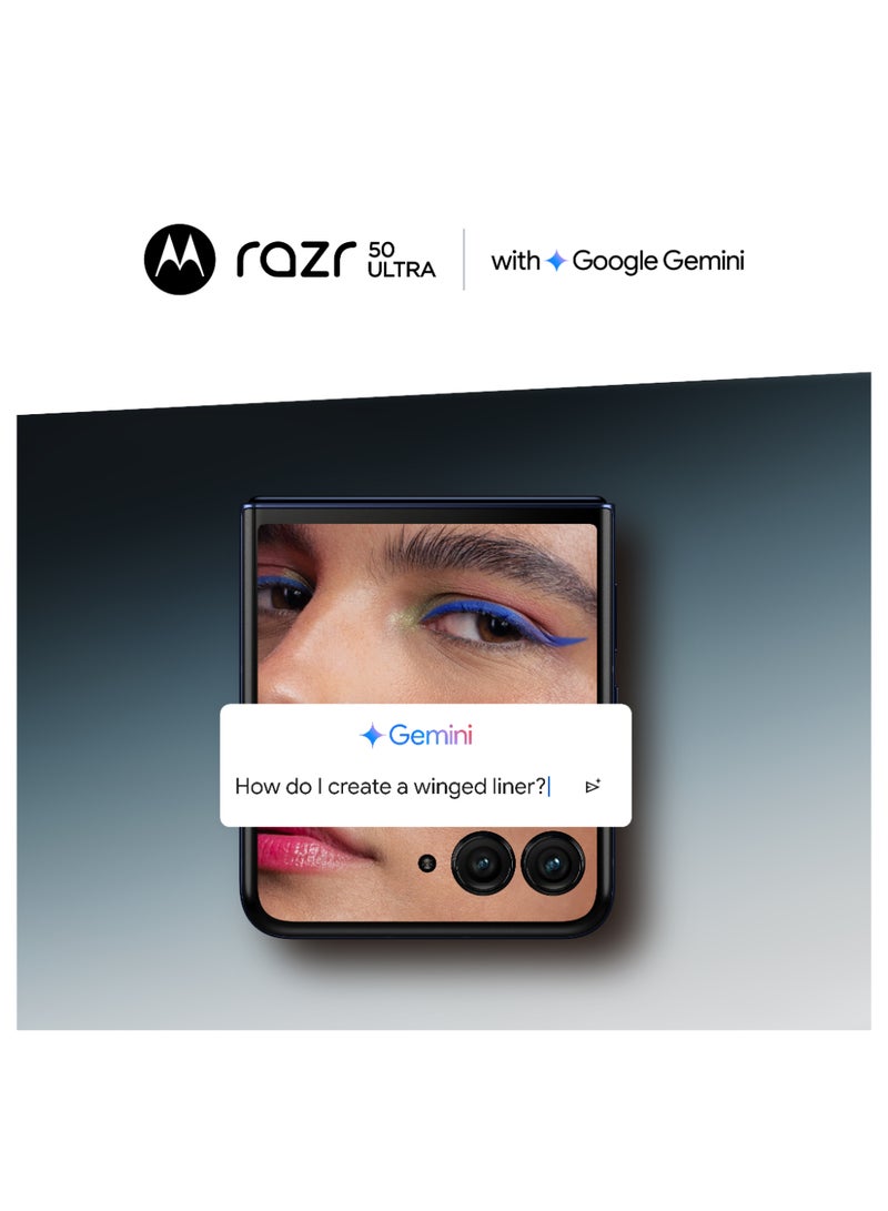 Razr 50 Ultra 5G Dual SIM, Midnight Blue 12GB RAM, 512GB With Free Moto Buds+ - Middle East Version