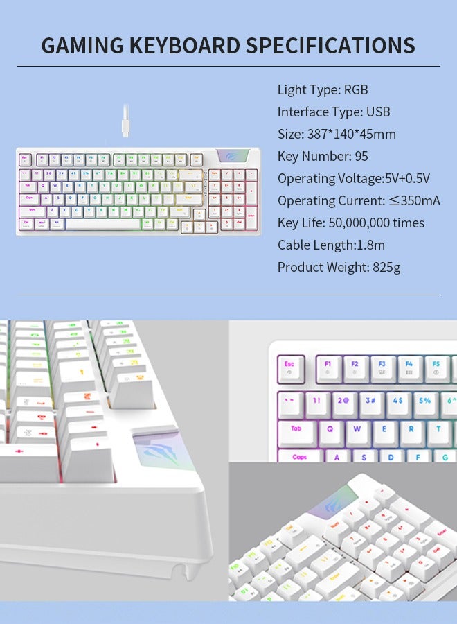 هافيت - لوحة مفاتيح ألعاب RGB، عمر افتراضي يصل إلى 50 مليون ضغطة مفتاح، تصميم هيكل الحشية، تصميم قابل للفصل بين الكابل ولوحة المفاتيح، سلكي - Image 1