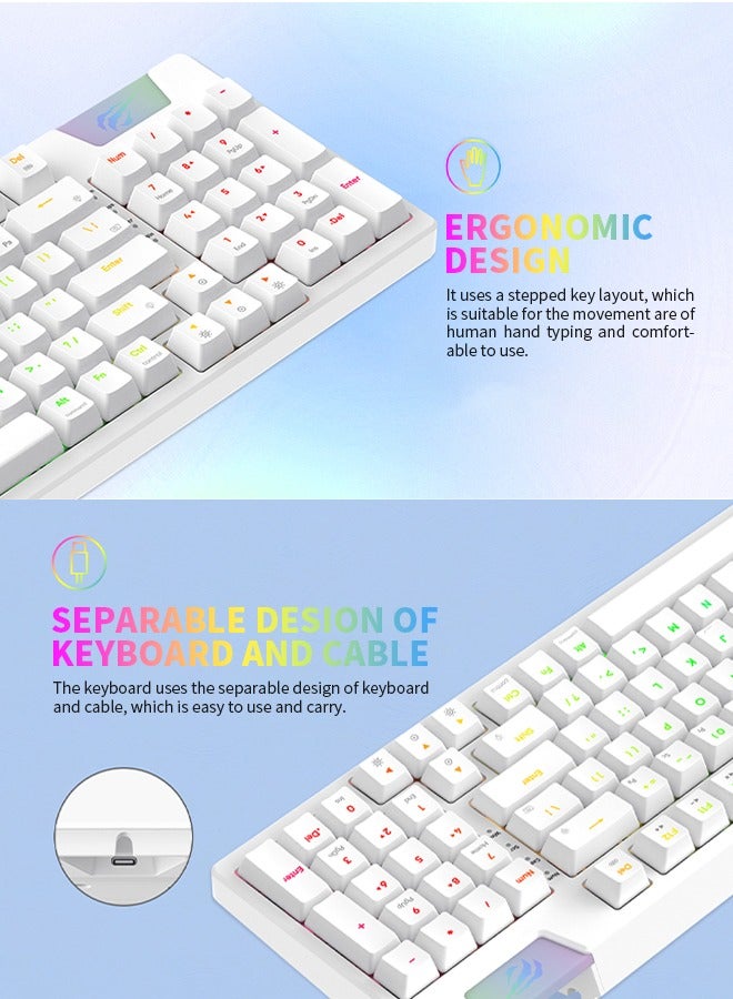 هافيت - لوحة مفاتيح ألعاب RGB، عمر افتراضي يصل إلى 50 مليون ضغطة مفتاح، تصميم هيكل الحشية، تصميم قابل للفصل بين الكابل ولوحة المفاتيح، سلكي - Image 1