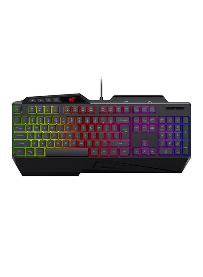 havit - Gaming Keyboard Wired Keyboard 108 Keys with RGB Backlit backlight Wrist Rest for PC Mac Xbox Gamer Office - Image 1