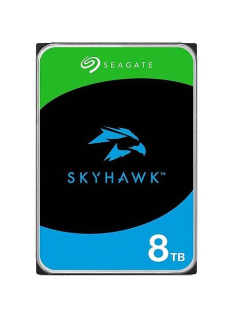 محرك أقراص ثابت داخلي SkyHawk Surveillance SATA III مقاس 3.5 بوصة بسعة 8 تيرابايت، وذاكرة تخزين مؤقتة 256 ميجابايت، وسرعة 5400 دورة في الدقيقة، ومعدلات نقل مستدامة تصل إلى 180 ميجابايت/ثانية، ومتوسط وقت الأعطال مليون ساعة، ويدعم ما يصل إلى 64 كاميرا عالية الدقة | ST8000VX010