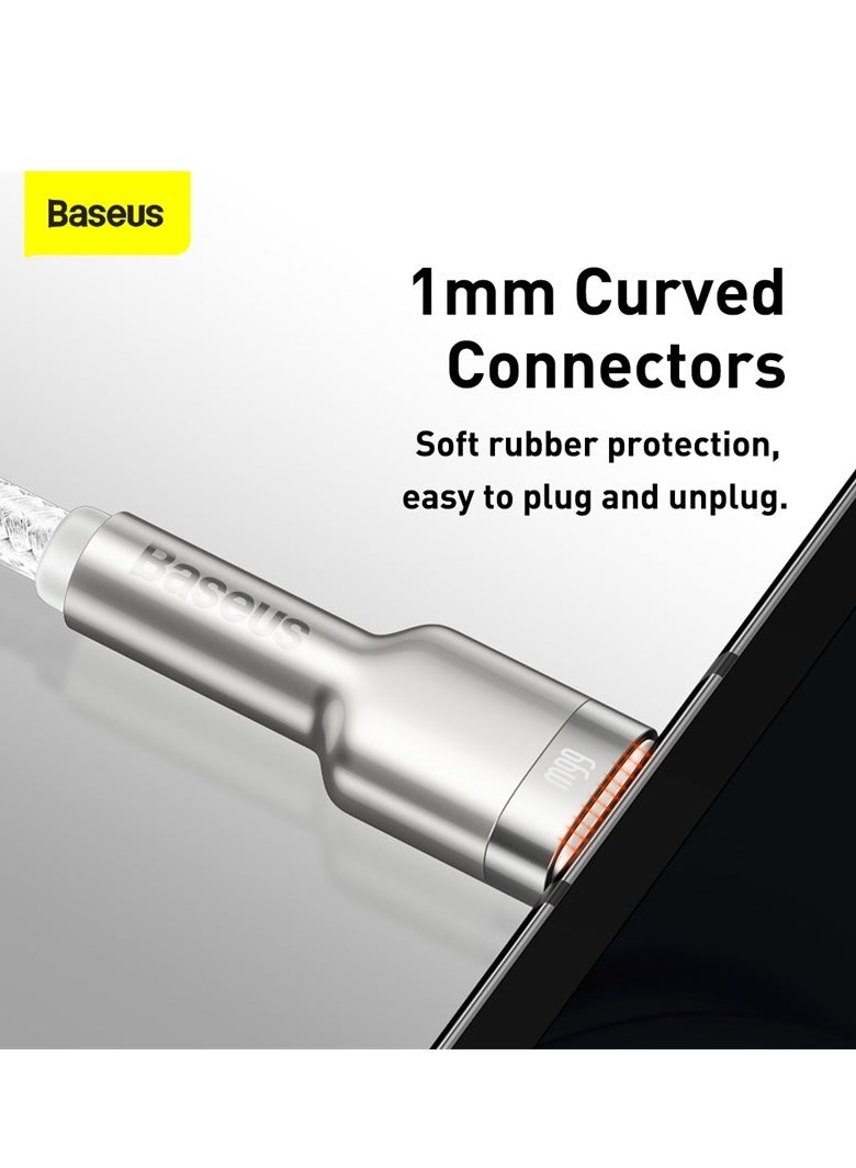 Baseus - USB To Type-C 66W 6A (2m) Fast Charging Cable For Huawei P40 Pro, P30 Pro, Honor View 20, Honor Magic 2, Samsung S21 Plus/S21/S20, Xiaomi, iPhone 15 Series And Many More White - Image 1