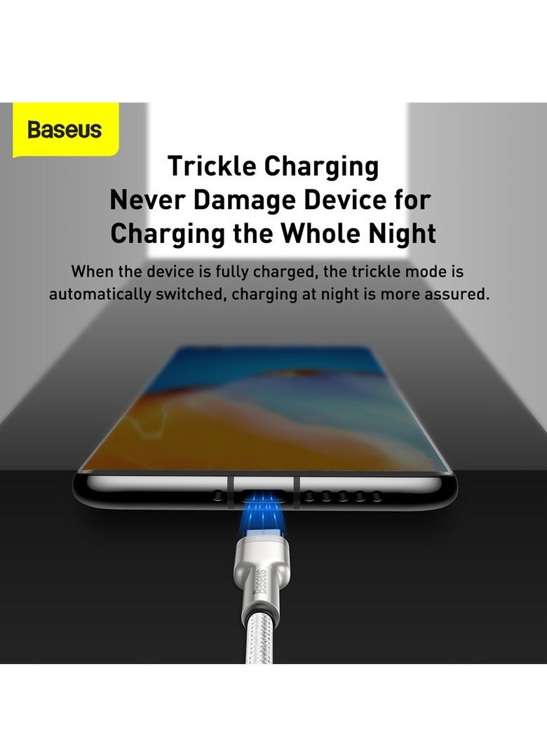 Baseus - USB To Type-C 66W 6A (2m) Fast Charging Cable For Huawei P40 Pro, P30 Pro, Honor View 20, Honor Magic 2, Samsung S21 Plus/S21/S20, Xiaomi, iPhone 15 Series And Many More White - Image 1