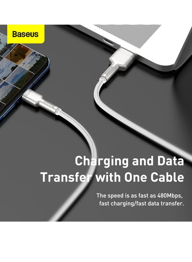 Baseus - USB To Type-C 66W 6A (2m) Fast Charging Cable For Huawei P40 Pro, P30 Pro, Honor View 20, Honor Magic 2, Samsung S21 Plus/S21/S20, Xiaomi, iPhone 15 Series And Many More White - Image 1