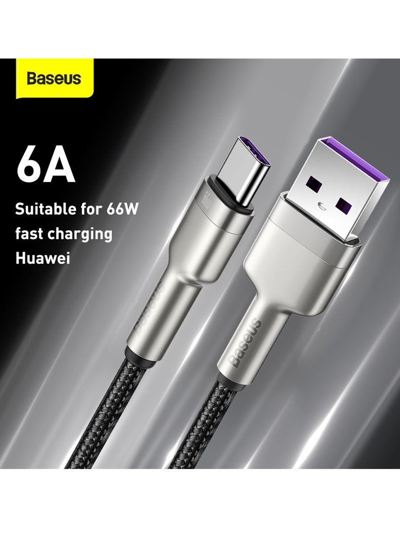 Baseus USB To Type-C 66W 6A (2m) Fast Charging Cable For Huawei P40 Pro, P30 Pro, Honor View 20, Honor Magic 2, Samsung S21 Plus/S21/S20, Xiaomi, iPhone 15 Series And Many More Black  - Image 3