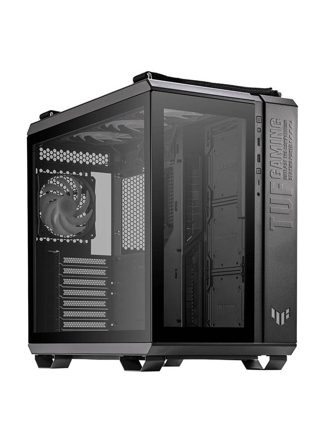 أسوس - حافظة كمبيوتر TUF Gaming GT502 PLUS، هيكل مزدوج الغرفة، يدعم مبرد 360 مم، ما يصل إلى 13 مروحة، موزع aRGB منفصل، تصميم معياري بالكامل، GT502 PLUS/BLK/TG - Image 1
