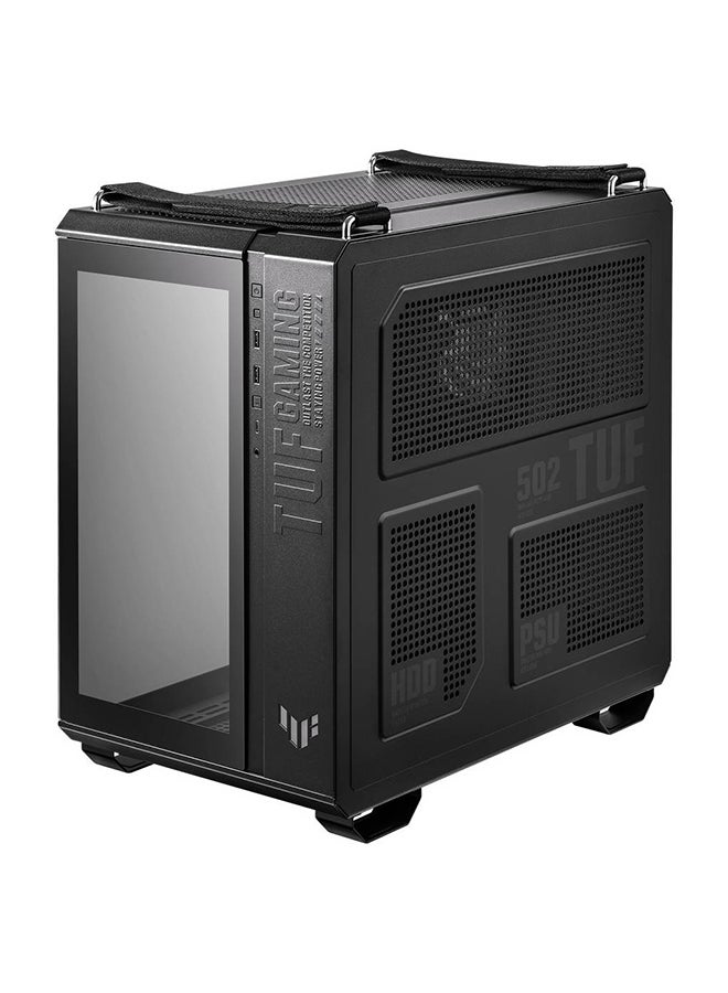 أسوس - حافظة كمبيوتر TUF Gaming GT502 PLUS، هيكل مزدوج الغرفة، يدعم مبرد 360 مم، ما يصل إلى 13 مروحة، موزع aRGB منفصل، تصميم معياري بالكامل، GT502 PLUS/BLK/TG - Image 1