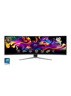 MSI 49 inch MPG 491CQP Curve Gaming Monitor, DQHD QD-OLED Display, 144Hz Refresh Rate, 0.03ms (GtG) Response Time, Adaptive-Sync Technology, 1.07b Display Colors, Black | 491CQP-QD-OLED Black  - Image 1