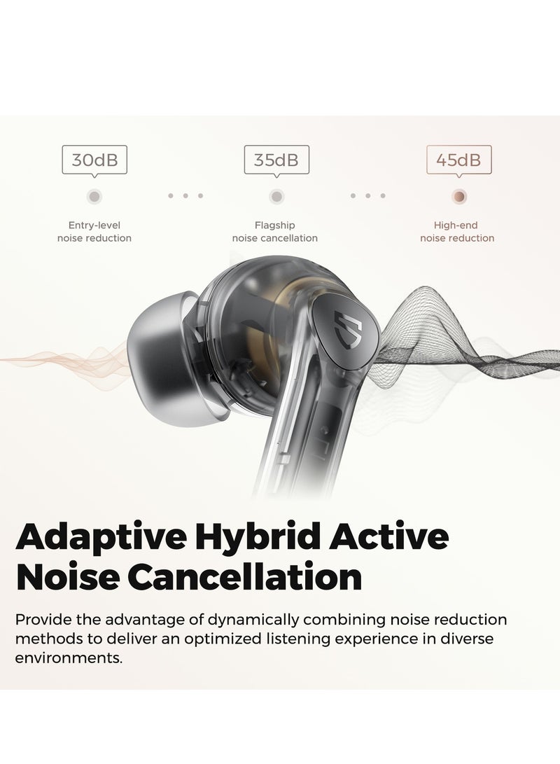 SoundPEATS - Air4 Pro Wireless Earbuds AptX Lossless, Earphone Bluetooth 5.3 Adaptive Hybrid Active Noise Canceling, in-ear Earbuds with 6 Mics Aptx Voice for Calls, 26 Hours, Multi-Connection Transparent Black - Image 1