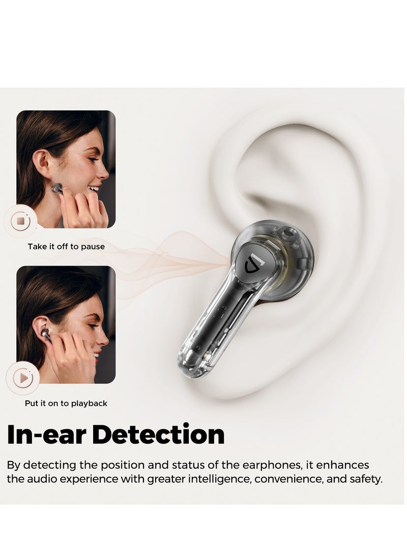 SoundPEATS - Air4 Pro Wireless Earbuds AptX Lossless, Earphone Bluetooth 5.3 Adaptive Hybrid Active Noise Canceling, in-ear Earbuds with 6 Mics Aptx Voice for Calls, 26 Hours, Multi-Connection Transparent Black - Image 1