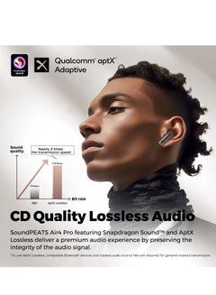 SoundPEATS Air4 Pro Wireless Earbuds AptX Lossless, Earphone Bluetooth 5.3 Adaptive Hybrid Active Noise Canceling, in-ear Earbuds with 6 Mics Aptx Voice for Calls, 26 Hours, Multi-Connection Transparent Black  - Image 2