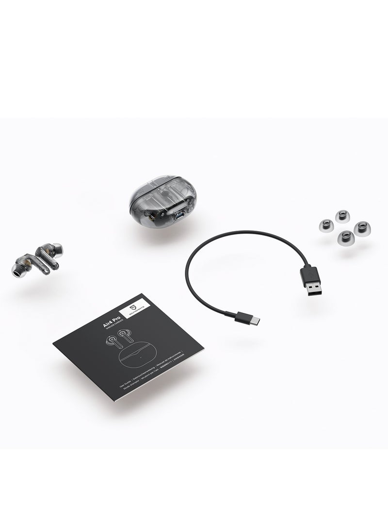 SoundPEATS - Air4 Pro Wireless Earbuds AptX Lossless, Earphone Bluetooth 5.3 Adaptive Hybrid Active Noise Canceling, in-ear Earbuds with 6 Mics Aptx Voice for Calls, 26 Hours, Multi-Connection Transparent Black - Image 1