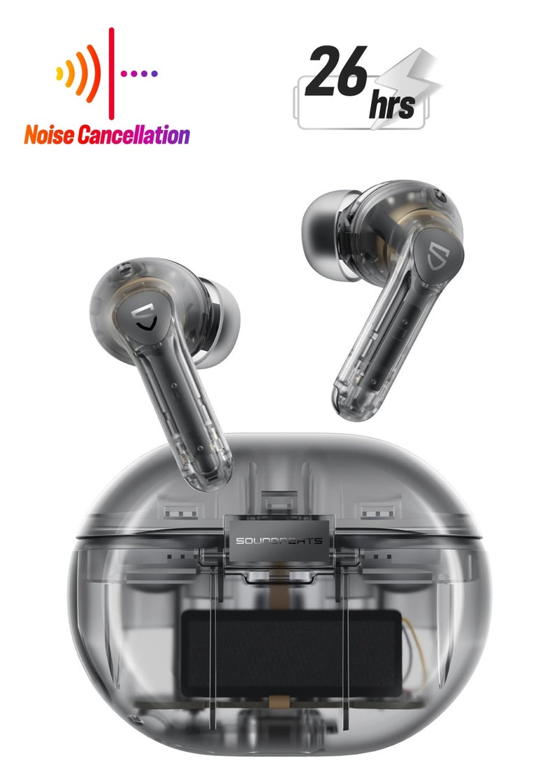 SoundPEATS - Air4 Pro Wireless Earbuds AptX Lossless, Earphone Bluetooth 5.3 Adaptive Hybrid Active Noise Canceling, in-ear Earbuds with 6 Mics Aptx Voice for Calls, 26 Hours, Multi-Connection Transparent Black - Image 1