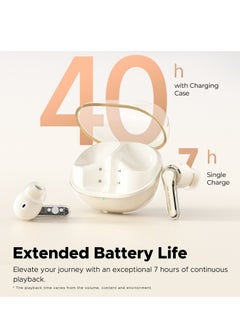 SoundPEATS Clear Wireless Earbuds, In-Ear Earphones Bluetooth 5.3, 40 Hours Playback Time, 12mm Driver Bluetooth Earphones And Dual Microphone with ENC For Clear Calls, Game Mode, App Control Beige  - Image 3