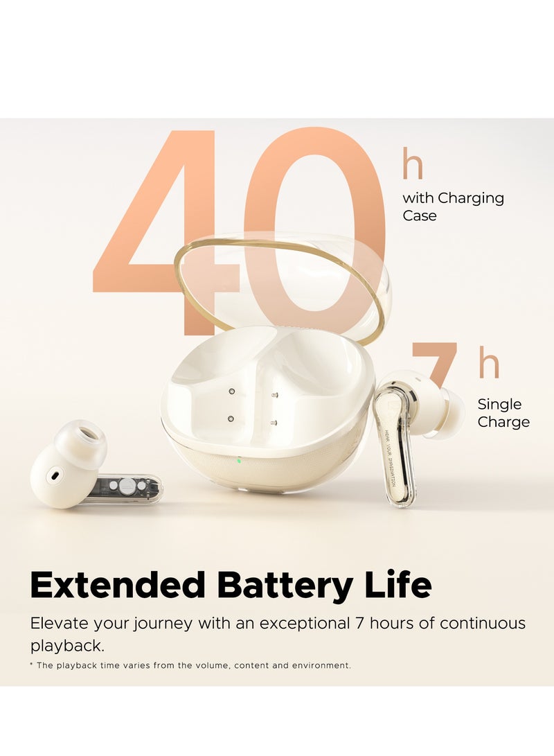 SoundPEATS - Clear Wireless Earbuds, In-Ear Earphones Bluetooth 5.3, 40 Hours Playback Time, 12mm Driver Bluetooth Earphones And Dual Microphone with ENC For Clear Calls, Game Mode, App Control Beige - Image 1