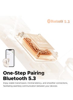 SoundPEATS Clear Wireless Earbuds, In-Ear Earphones Bluetooth 5.3, 40 Hours Playback Time, 12mm Driver Bluetooth Earphones And Dual Microphone with ENC For Clear Calls, Game Mode, App Control Beige  - Image 2