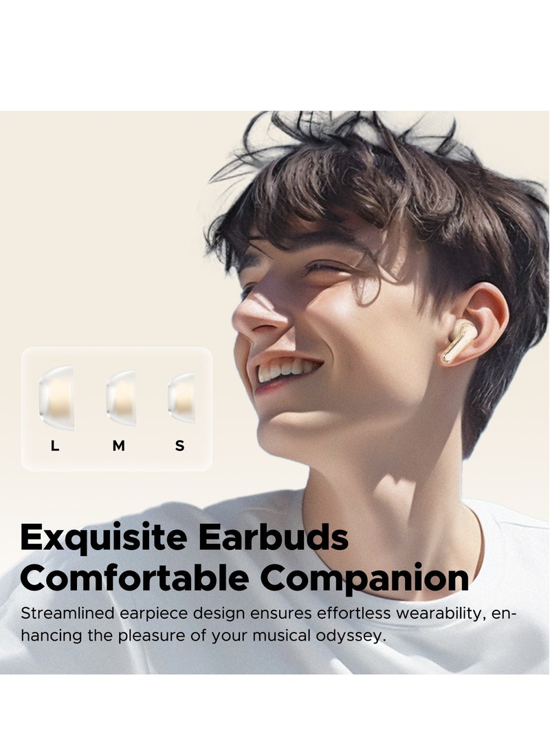 SoundPEATS - Clear Wireless Earbuds, In-Ear Earphones Bluetooth 5.3, 40 Hours Playback Time, 12mm Driver Bluetooth Earphones And Dual Microphone with ENC For Clear Calls, Game Mode, App Control Beige - Image 1