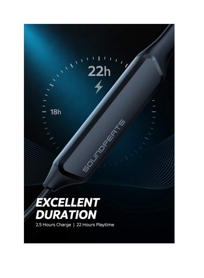 SoundPEATS - Force Pro Dual Dynamic Drivers Bluetooth Headphones, Neckband Wireless Earbuds With Crossover, APTX HD Audio Built in Mic 22 Hours Playtime, Bluetooth 5.0 Headset Sports Earphones Black - Image 1