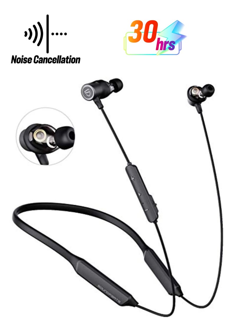 SoundPEATS - Force Pro Dual Dynamic Drivers Bluetooth Headphones, Neckband Wireless Earbuds With Crossover, APTX HD Audio Built in Mic 22 Hours Playtime, Bluetooth 5.0 Headset Sports Earphones Black - Image 1