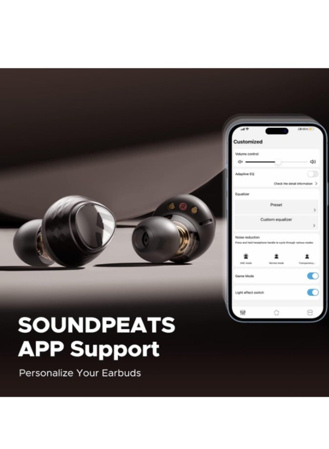 SoundPEATS - Engine4 Wireless Earbuds, Hi-Res Audio Earbuds with LDAC, Dual Dynamic Drivers for Stereo Sound, Bluetooth 5.3 Earphones with Low Latency, Dual Device Connection, Total 43 Hrs, App Control Black - Image 1