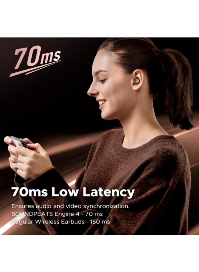 SoundPEATS - Engine4 Wireless Earbuds, Hi-Res Audio Earbuds with LDAC, Dual Dynamic Drivers for Stereo Sound, Bluetooth 5.3 Earphones with Low Latency, Dual Device Connection, Total 43 Hrs, App Control Black - Image 1