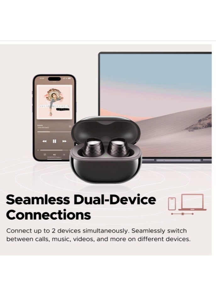 SoundPEATS - Engine4 Wireless Earbuds, Hi-Res Audio Earbuds with LDAC, Dual Dynamic Drivers for Stereo Sound, Bluetooth 5.3 Earphones with Low Latency, Dual Device Connection, Total 43 Hrs, App Control Black - Image 1