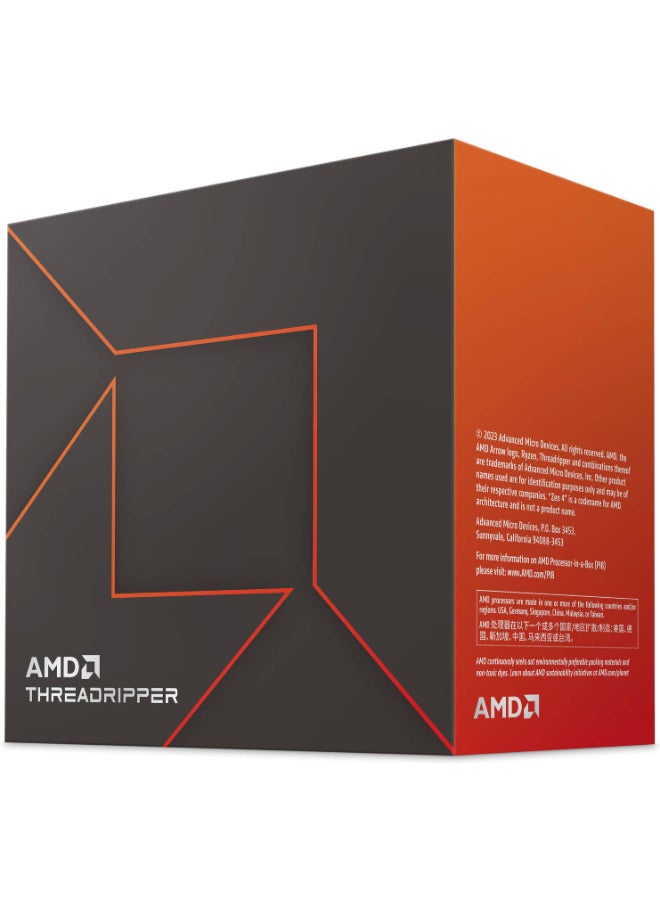 AMD - Ryzen Threadripper 7980X 3.2GHz sTR5 Processor, 64 Cores & 128 Threads, 5.1GHz Max Turbo Frequency, 256MB L3 Cache, 4CH-DDR5-5200 ECC Memory Max. 1TB, AMD Zen 4 Arc | 100-100001350WOF - Image 1