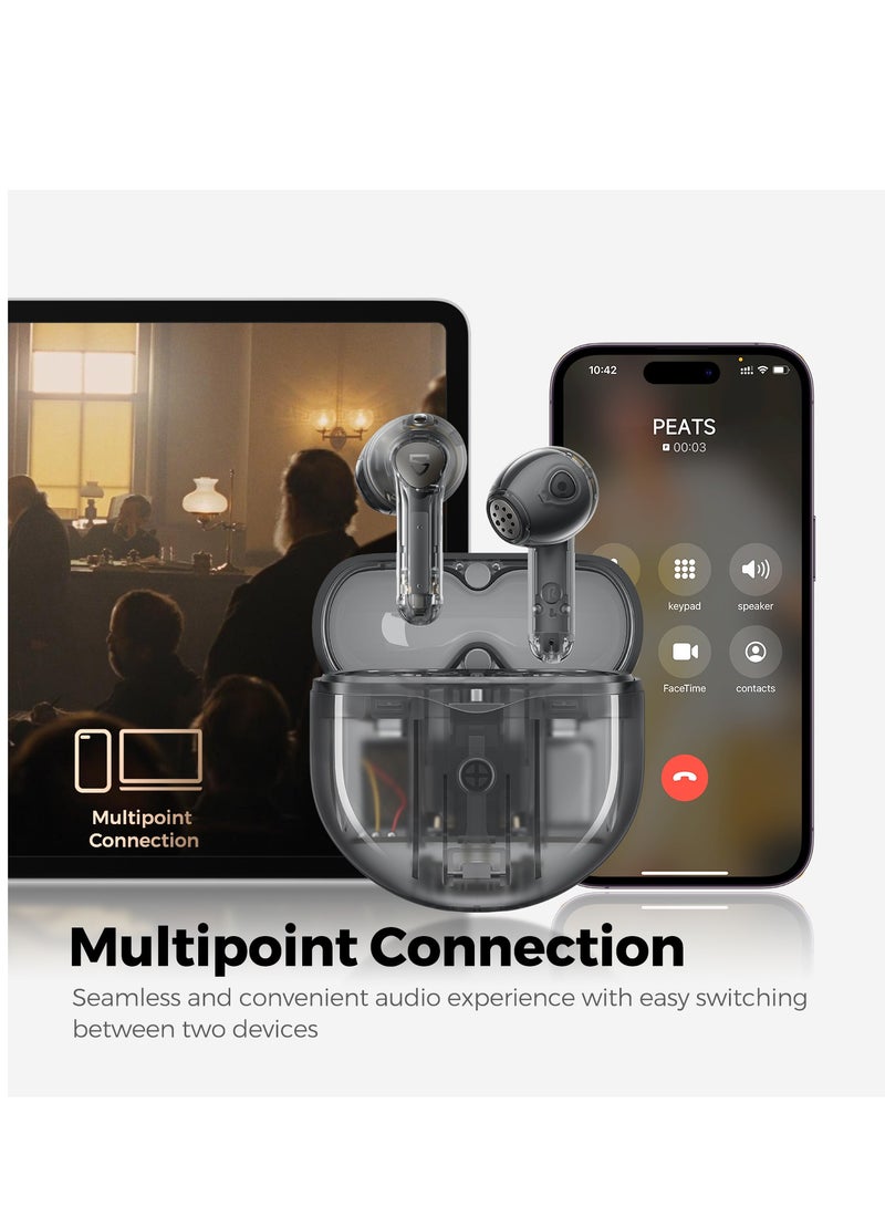 SoundPEATS - Air4 Wireless Earbuds with Adaptive Active Noise Cancellation, Earphones Bluetooth 5.3, Qualcomm QCC3071 aptX Lossless, 6 Mics for AI-Enhanced Calls, 26 Hours Battery, APP Control Transparent Black - Image 1