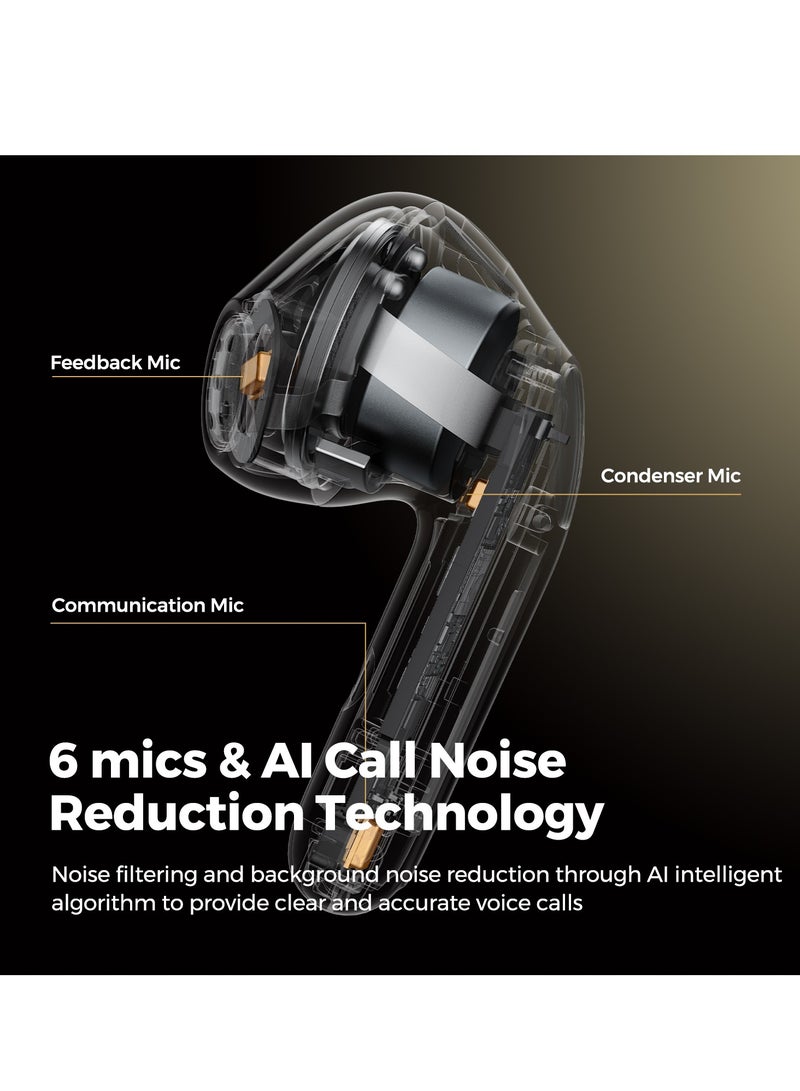 SoundPEATS - Air4 Wireless Earbuds with Adaptive Active Noise Cancellation, Earphones Bluetooth 5.3, Qualcomm QCC3071 aptX Lossless, 6 Mics for AI-Enhanced Calls, 26 Hours Battery, APP Control Transparent Black - Image 1