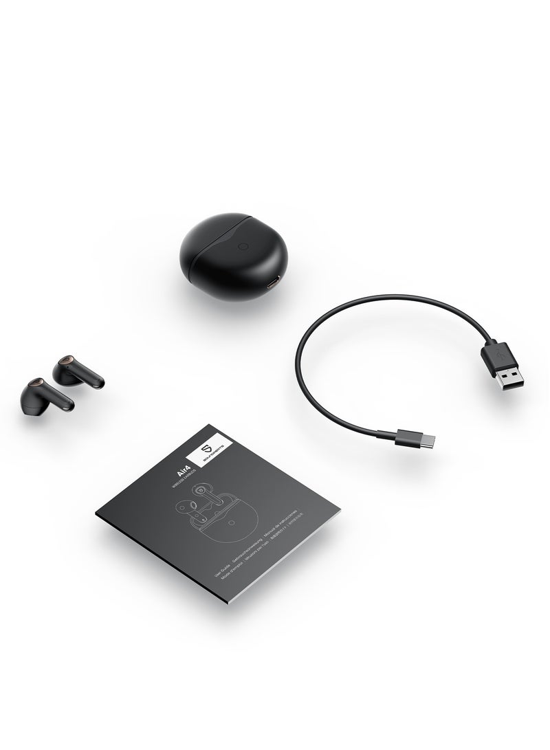SoundPEATS - Air4 Wireless Earbuds with Adaptive Active Noise Cancellation, Earphones Bluetooth 5.3, Qualcomm QCC3071 aptX Lossless, 6 Mics for AI-Enhanced Calls, 26 Hours Battery, APP Control Transparent Black - Image 1