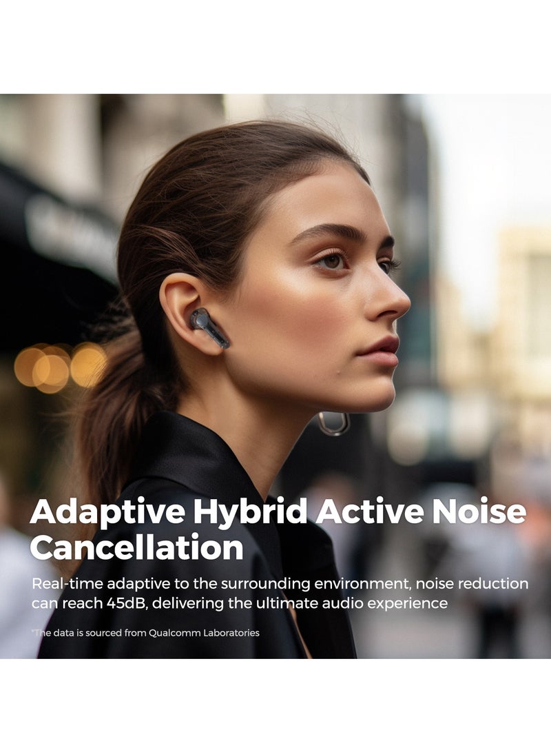 SoundPEATS - Air4 Wireless Earbuds with Adaptive Active Noise Cancellation, Earphones Bluetooth 5.3, Qualcomm QCC3071 aptX Lossless, 6 Mics for AI-Enhanced Calls, 26 Hours Battery, APP Control Transparent Black - Image 1